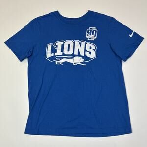 Nike Detroit Lions 90 Seasons Shirt Mens L Blue NFL Throwback Football T Shirt